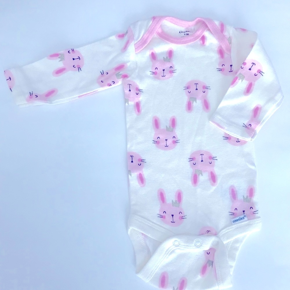 NWOT bunny onesie with gold crowns 100% cotton